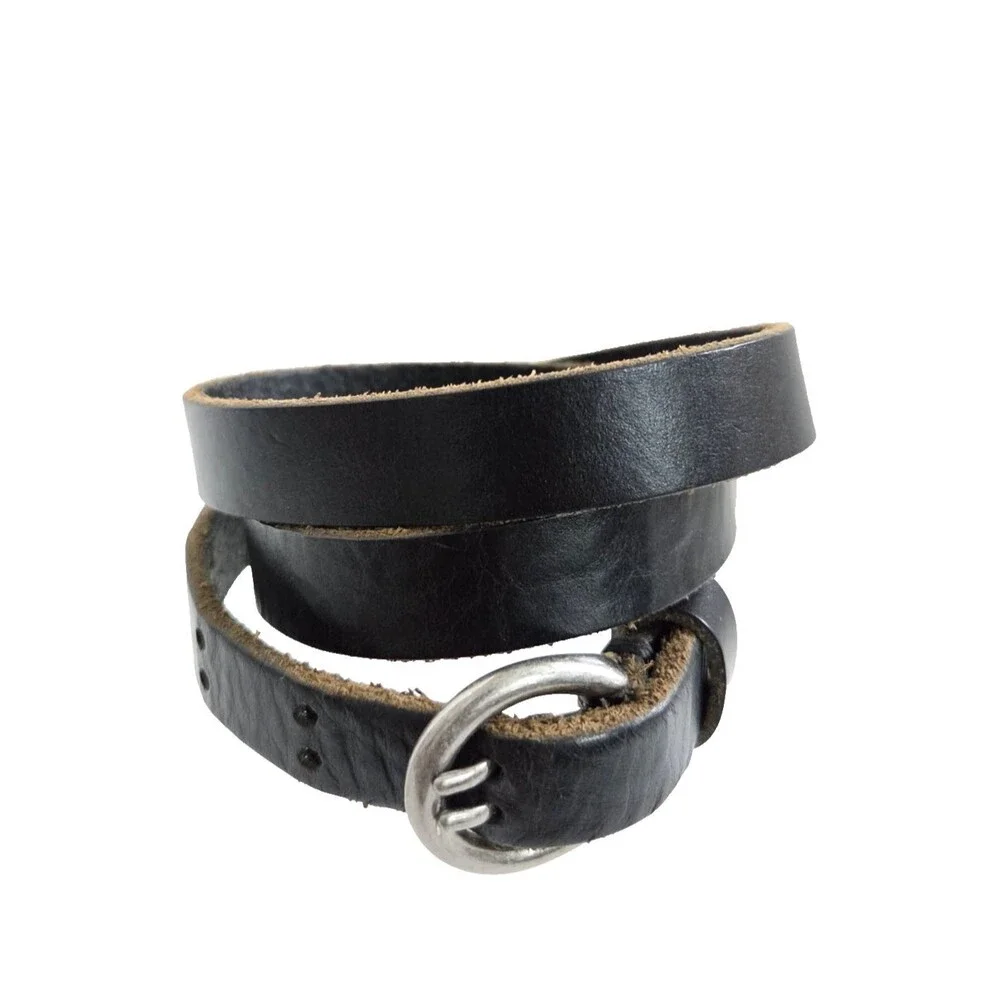 Vintage Gap Women's Black Leather Belt Small Double Prong Solid Genuine Leather